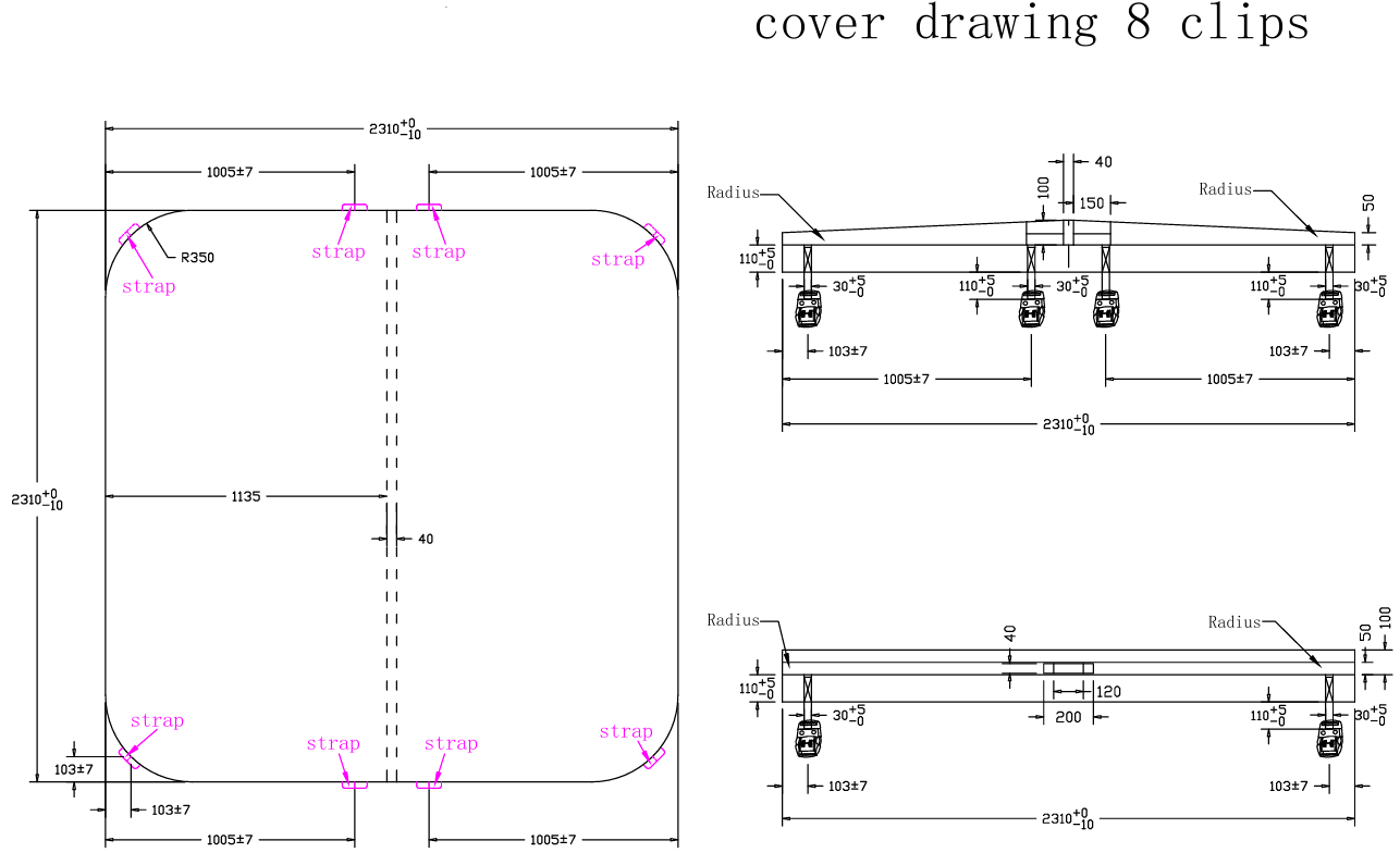 Spa Cover for Vortex® Spas Spas V2 Spectrum Xenon Nitro Slate 2310 X 2310 X R350 (CORNER LOCKS)