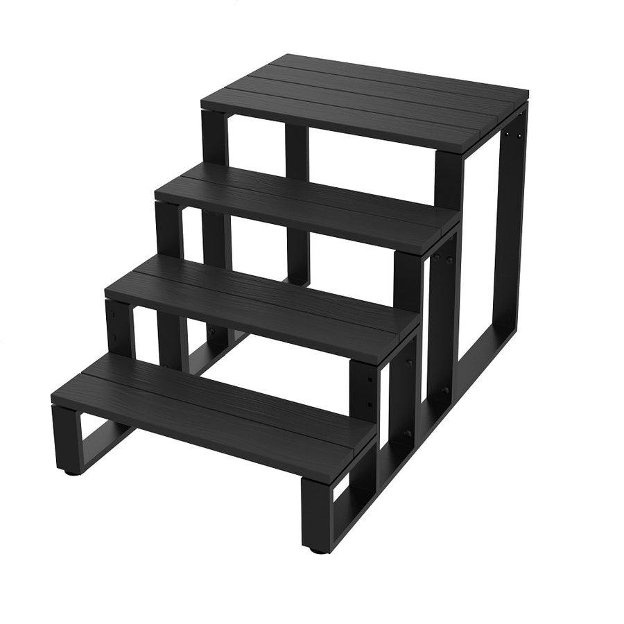 4-Tier Swim Spa Steps - Black Aluminium Spa Steps /Stairs (Hand Rails Sold Separately) at Spa Store New Zealand
