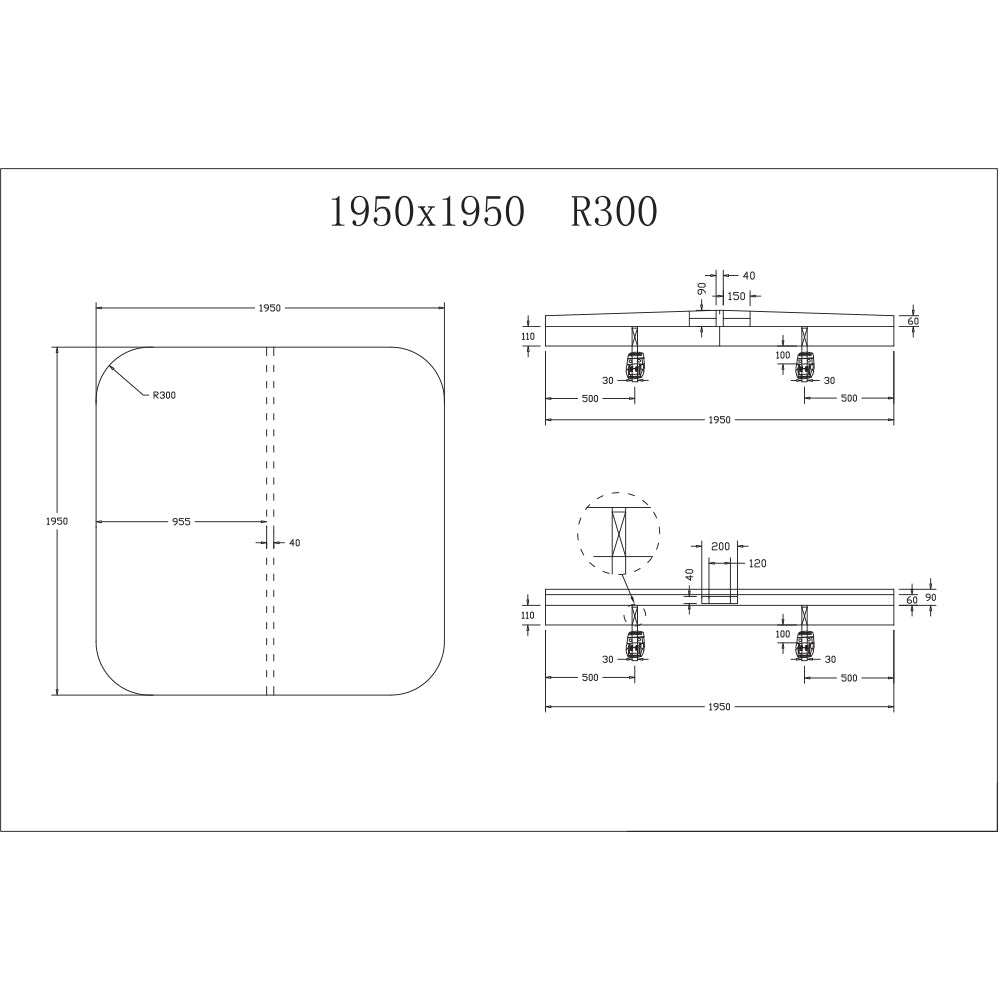 1950 x 1950mm Generic R300 Spa Pool Hard Cover (Charcoal)