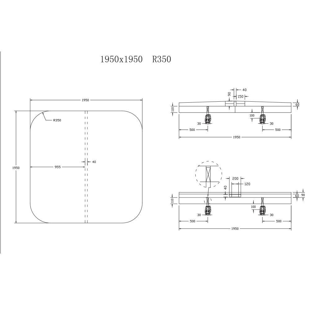 1950 x 1950mm Generic R350 Spa Pool Hard Cover (Charcoal)