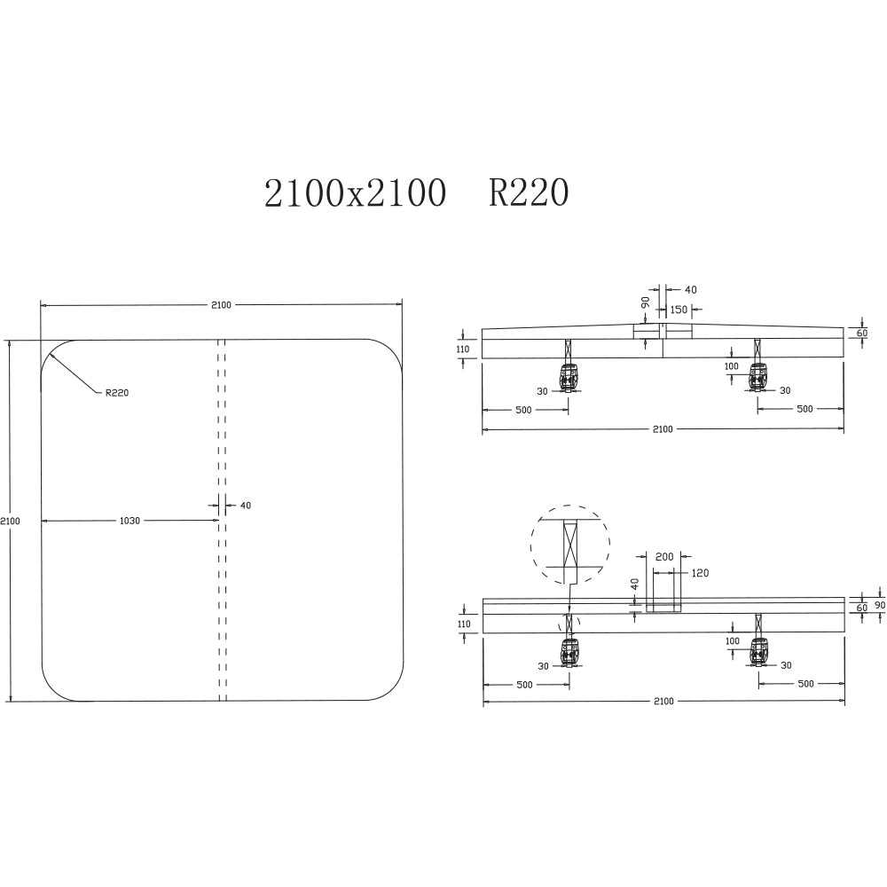 2100 x 2100mm Generic R220 Spa Pool Hard Cover (Charcoal)