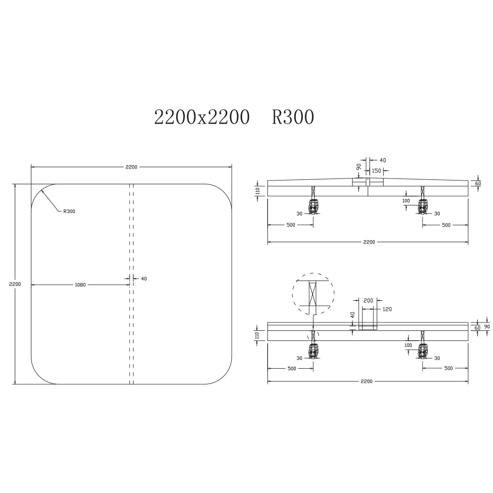 2200 x 2200mm Generic R300 Spa Pool Hard Cover (Charcoal)