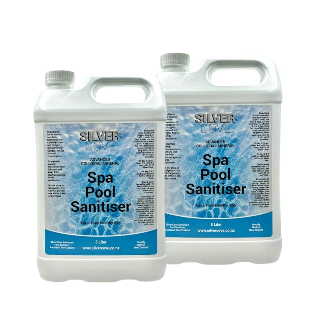 2 Bottles of Silver Cove Spa Pool Sanitiser 5 Litres at Spa Store New Zealand