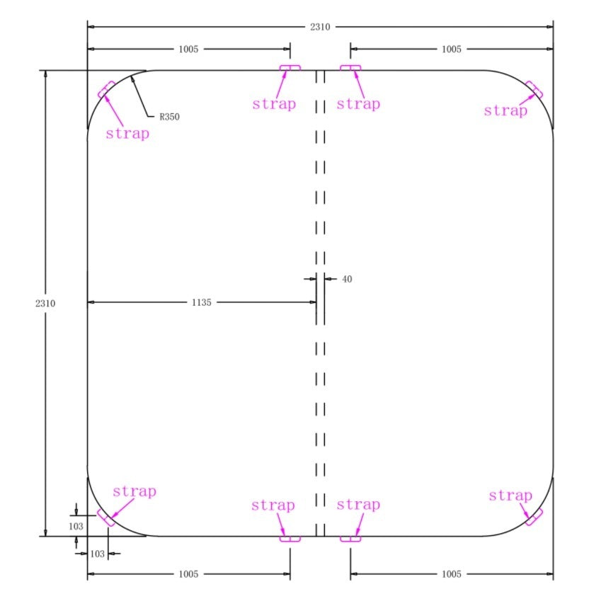 2310x2310mm Spa Cover for Vortex® Spas Arctic V2 Spectrum Xenon Nitro Slate R350 with Corner Locks