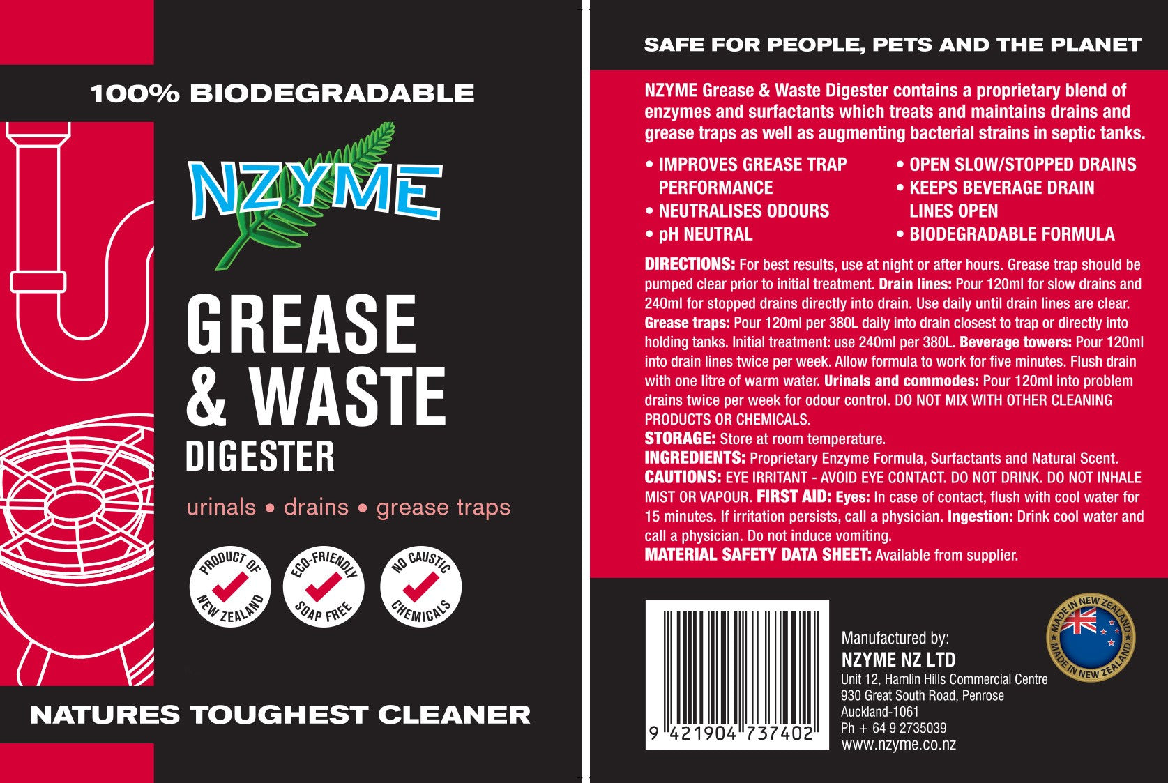 NZYME Grease & Waste Digestor 1 Litre Concentrate