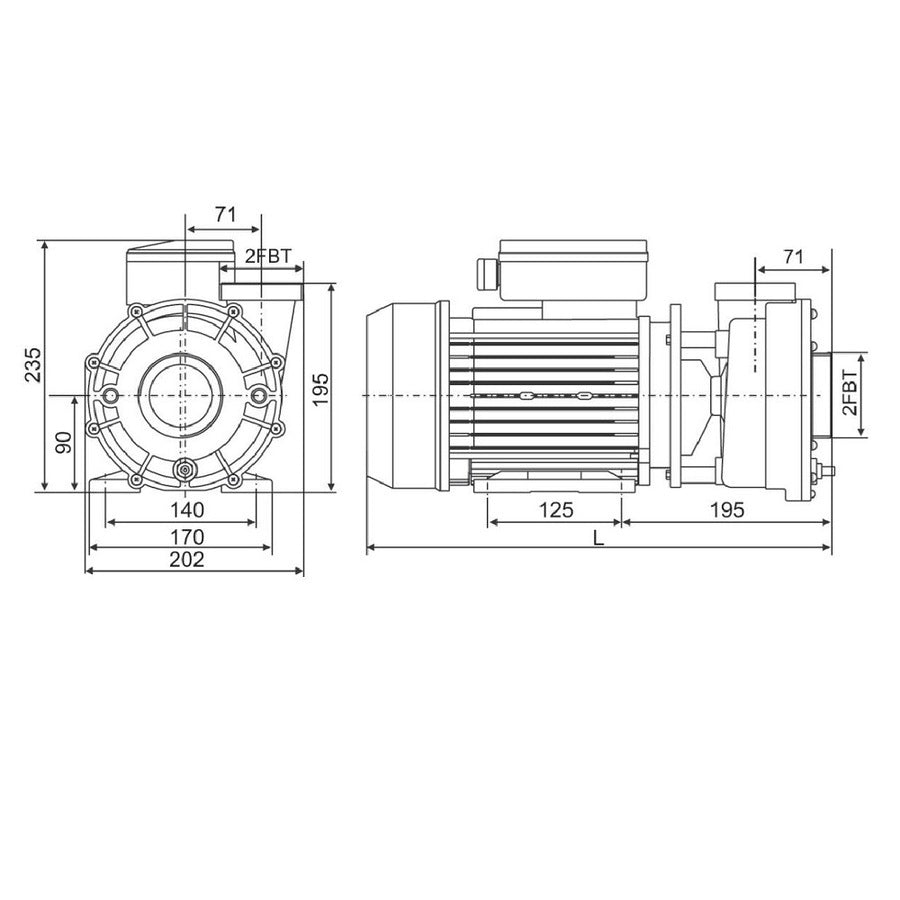 Davey Spa Quip® QB Series 2Hp /1-Sp Jet Pump (Fine Thread)