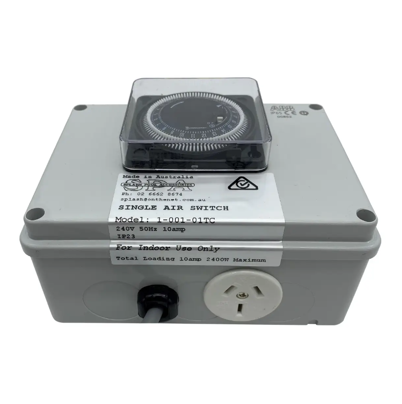 Single Outlet 10amp Air Switch Box c/w Time Clock at Spa Store New Zealand