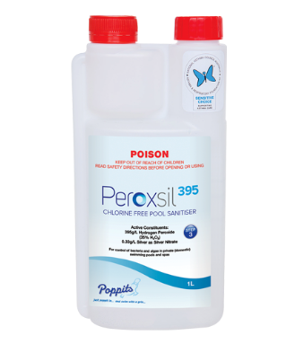 Poppits Peroxsil 395 Chlorine Free Sanitiser 1Lt at Spa Store New Zealand