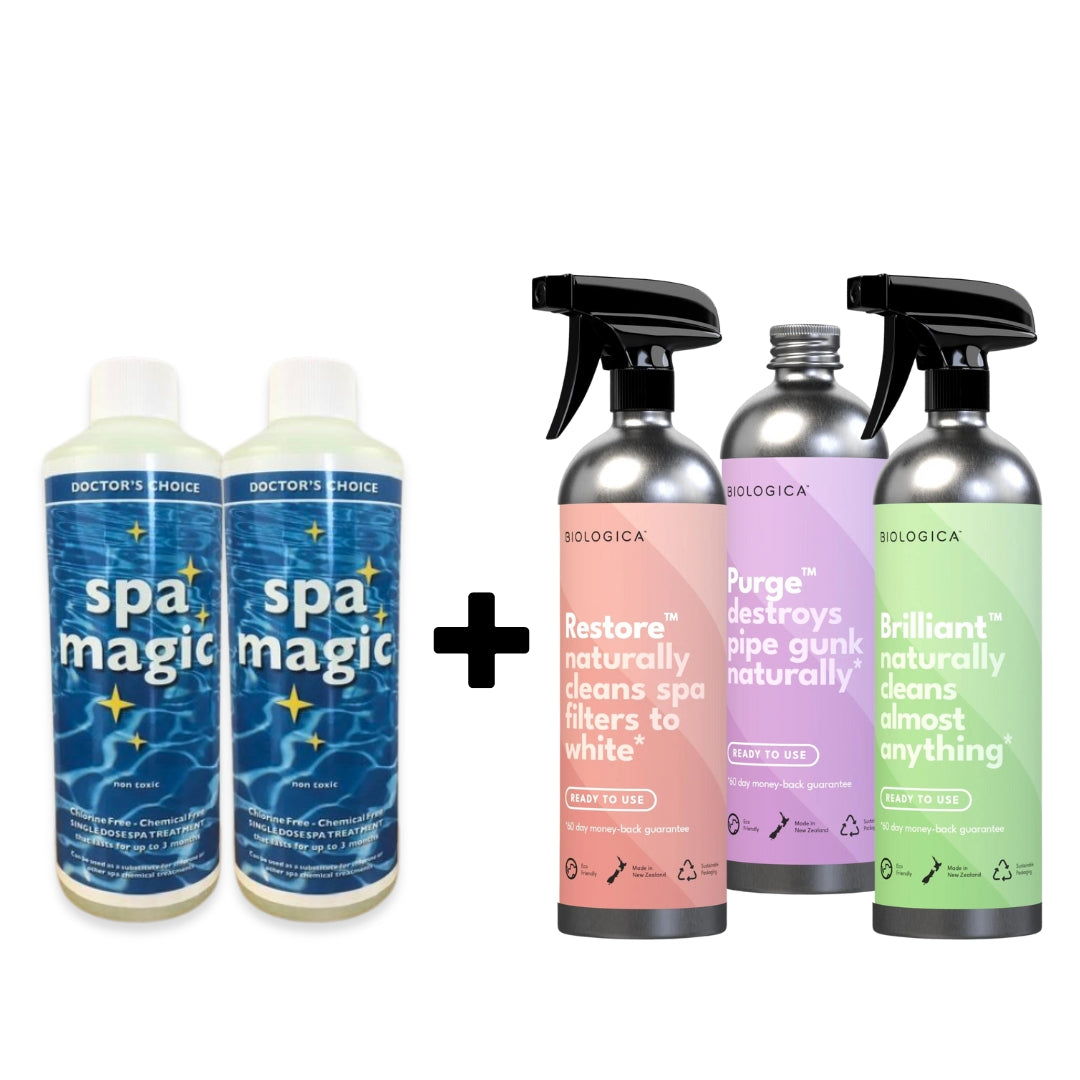 Natural Spa Cleaning Kit with 2pcs of Chlorine-free Spa Magic 500ml