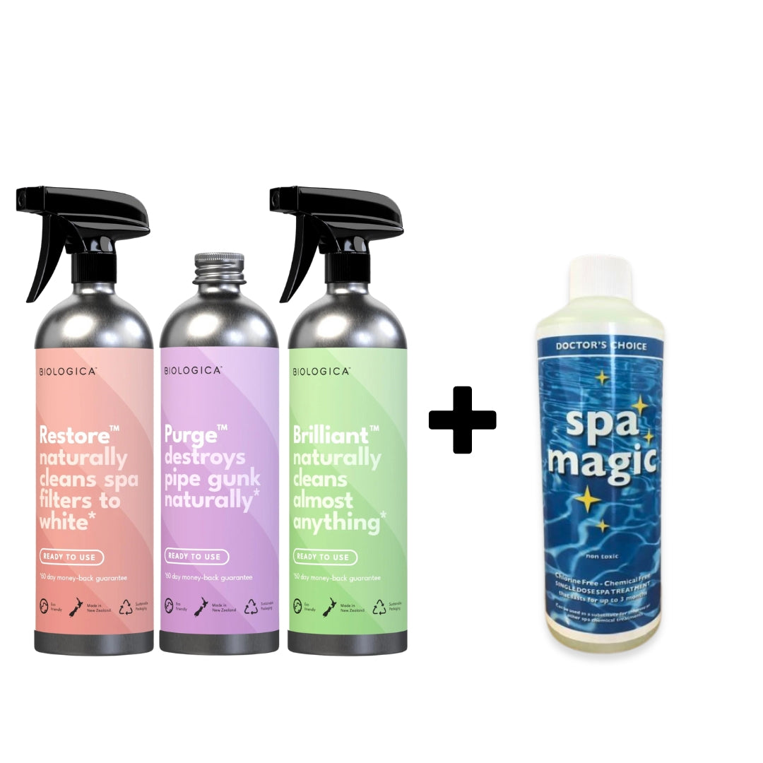 Natural Spa Cleaning Kit with Chlorine-Free Spa Magic 500ml