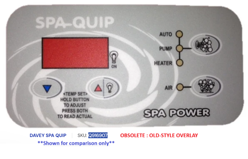 Davey Spa Quip® SP400/SP500/SP600/SP601 Rectangular Overlay (STICKER ONLY)