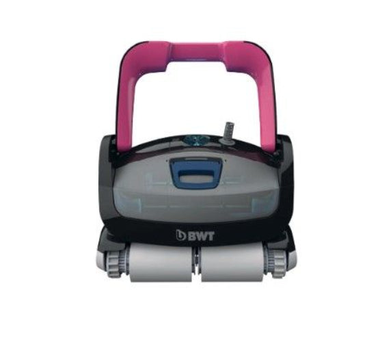 Robotic pool cleaner on a white background