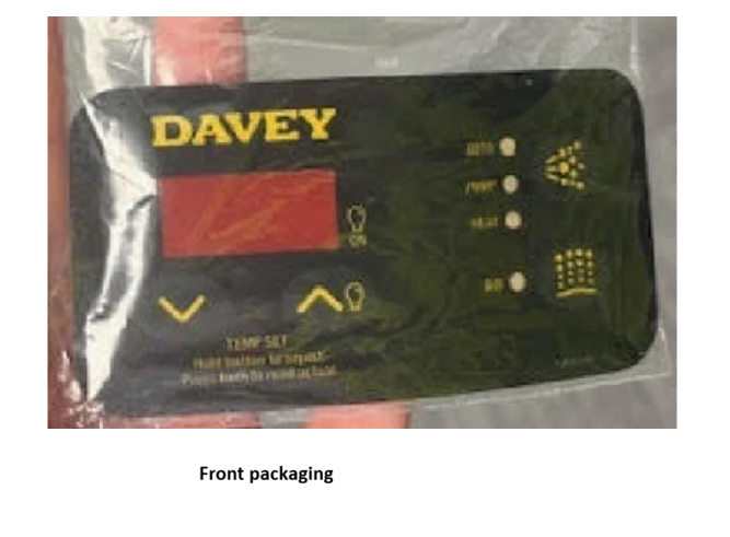 Davey Spa Quip® SP400/SP500/SP600/SP601 Rectangular Overlay (STICKER ONLY)