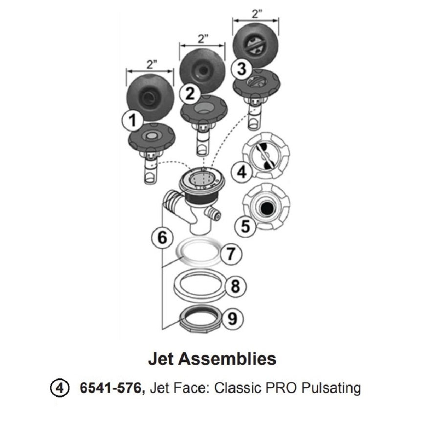 50mm (2") Jacuzzi® J-200™ Classic PRO Pulsating Jet Face