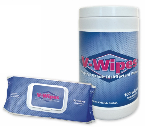 V Wipes hospital grade disinfectant wipes (Carton of 12 Packs - 50/pack) at Spa Store New Zealand