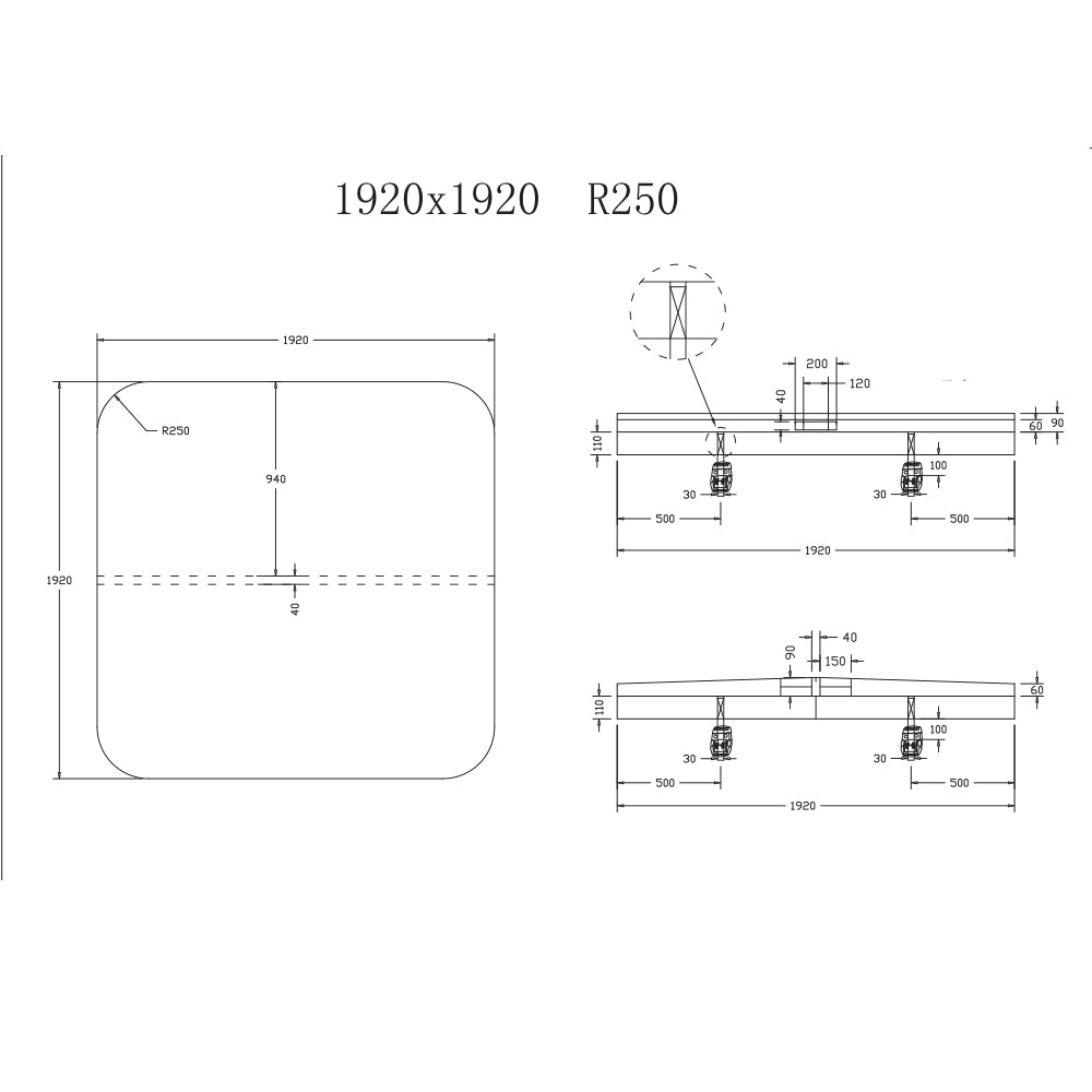 1920 x 1920 R250mm Generic Spa Pool Hard Cover (Charcoal)