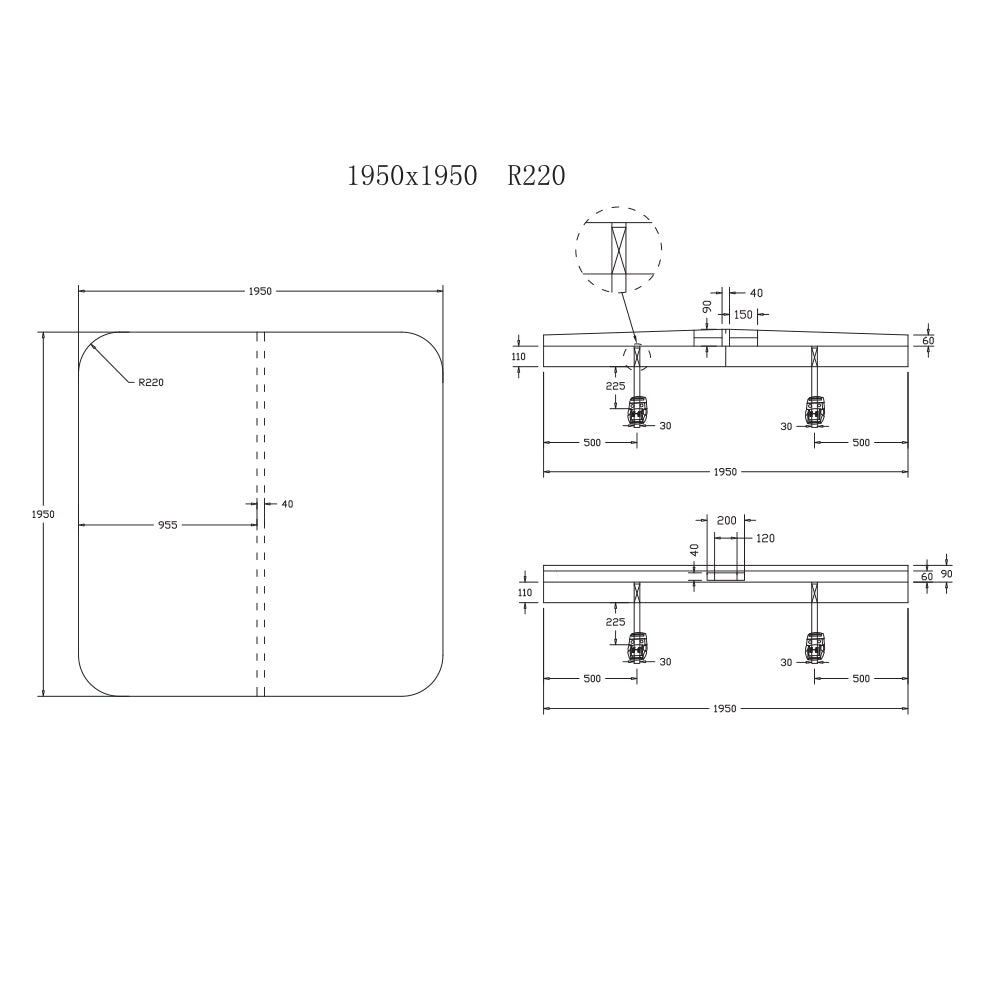 1950 x 1950mm Generic R220 Spa Pool Hard Cover (Charcoal)