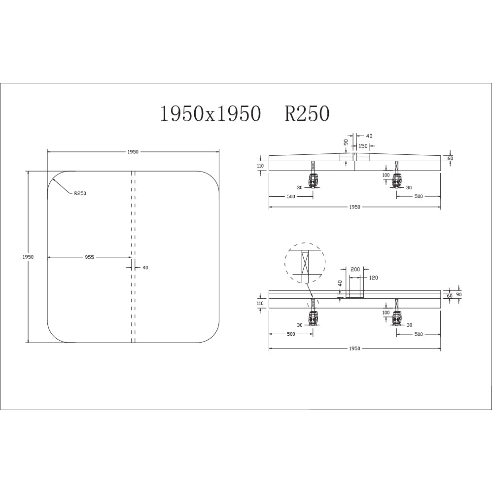 1950 x 1950mm Generic R250 Spa Pool Hard Cover (Charcoal)