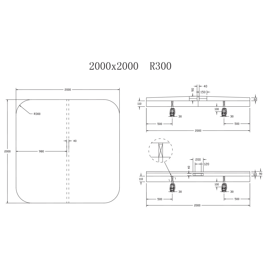2000 x 2000mm Generic R300 Spa Pool Hard Cover (Charcoal)
