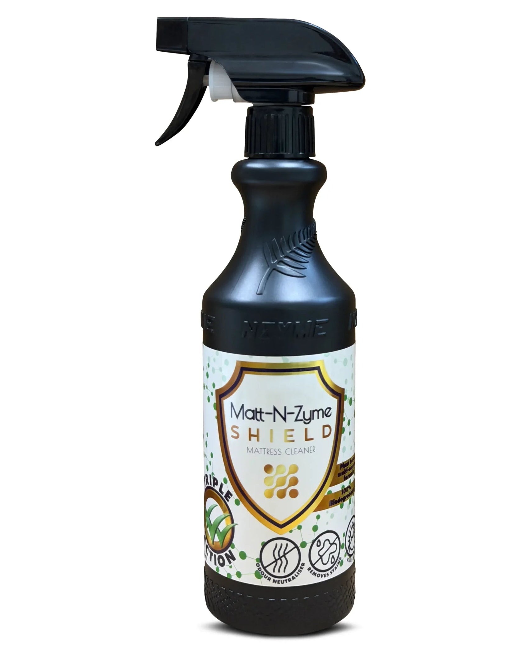 Spray bottle labeled 'Max-N-Zyme Shield' on a white background