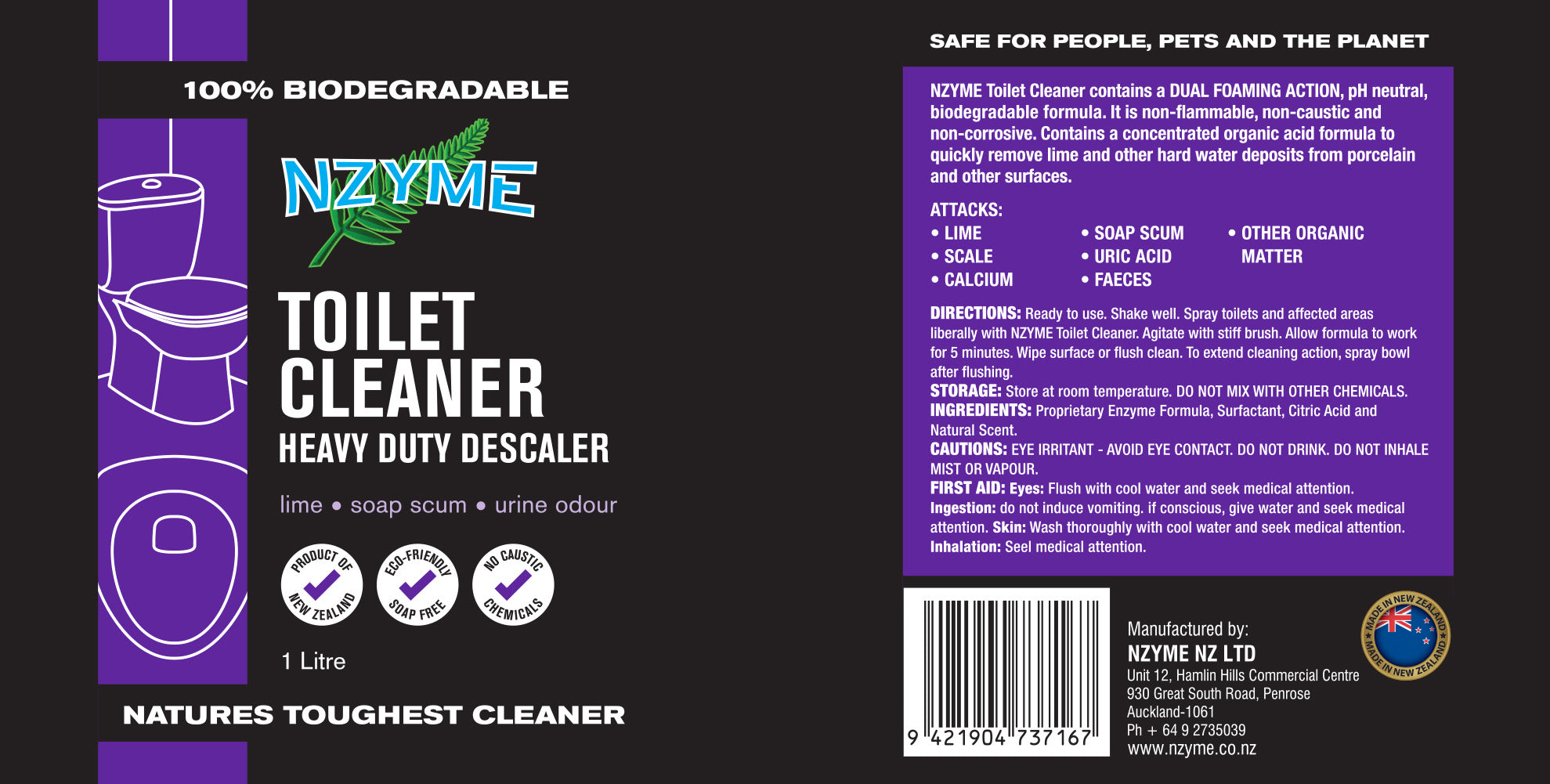 NZYME Toilet Cleaner 1 Litre Ready To Use