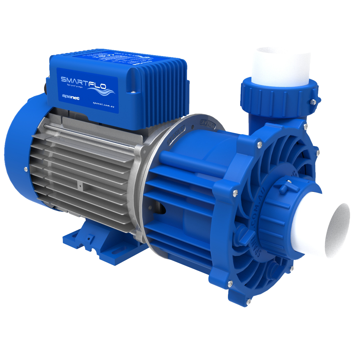 Blue pump with visible brand logo on a white background