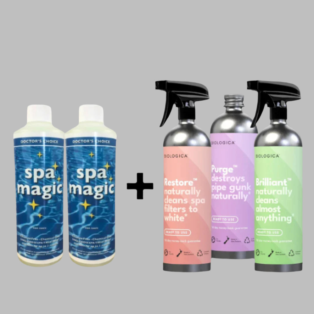 Natural Spa Cleaning Kit with 2pcs of Chlorine-Free Spa Magic 500ml