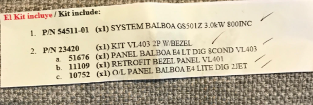 Balboa GS 501 Retro Kit - 2KW