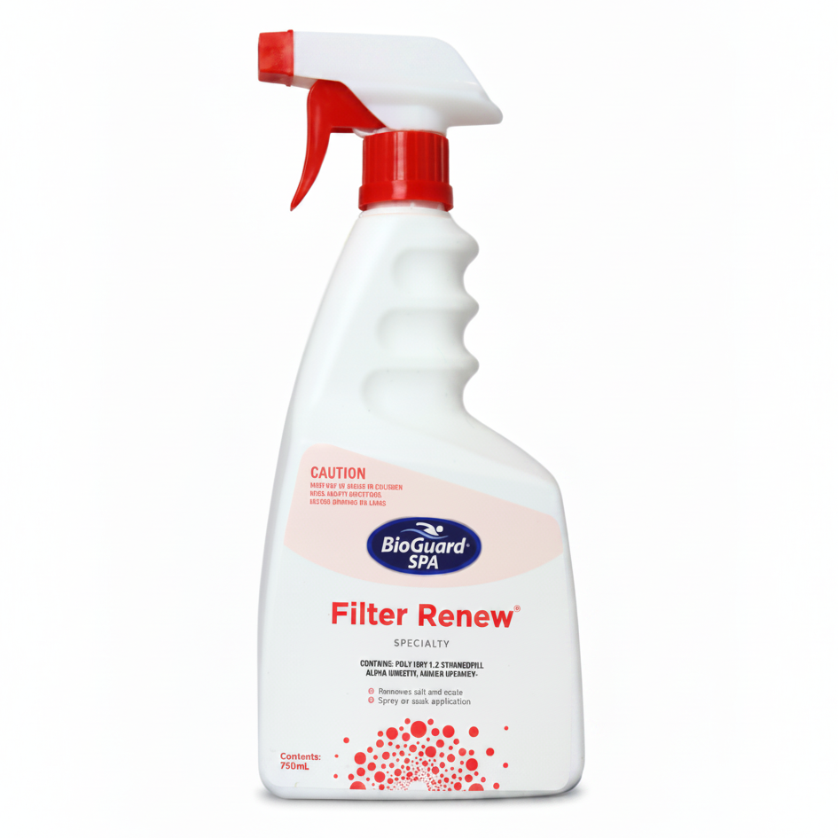 BioGuard Filter Renew spray bottle on a white background