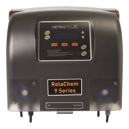 AstralPool RolaChem 9 Series pool chemical controller on a white background