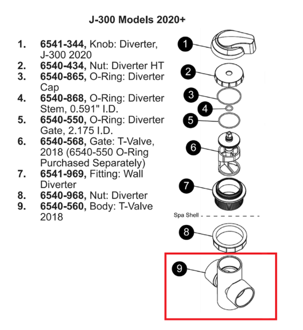 Jacuzzi® Spas Diverter Body T-Valve